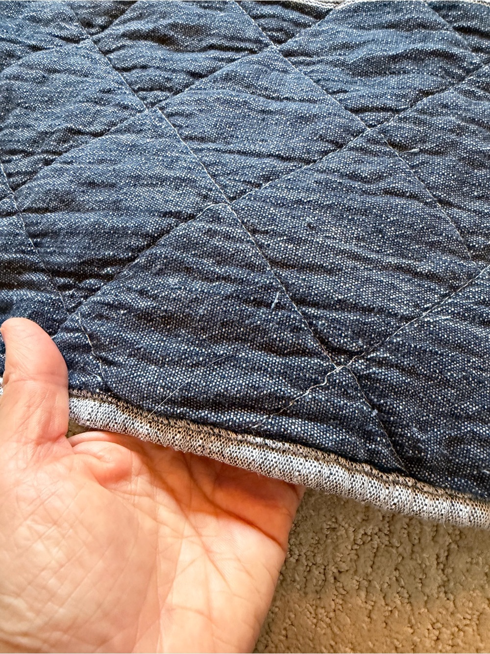 EUC Pottery Barn Teen Quilted Navy Stripe Sham Set (2) - Picture 14 of 16